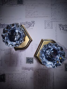 2-pack Antique Brass Crystal Glass Dummy Door Knob
